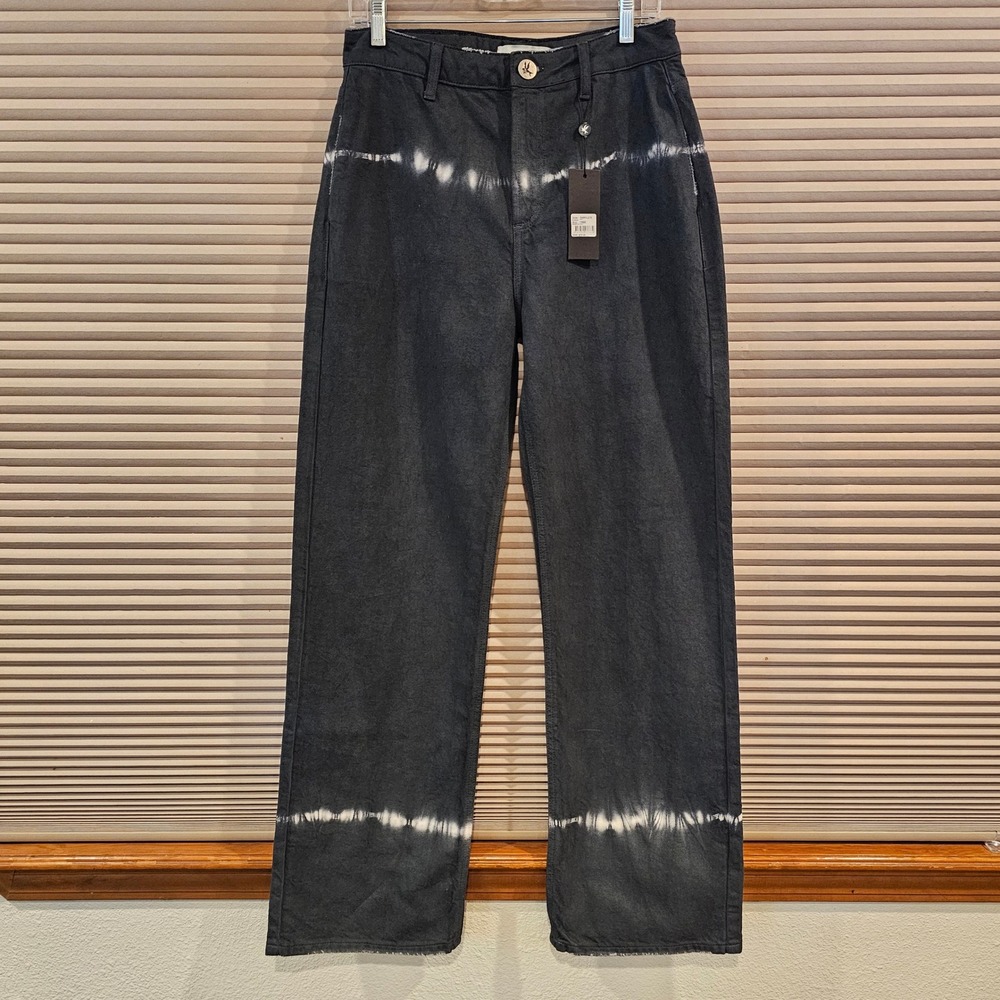 One Teaspoon Ryders Tie Dye Straight Leg Jeans Black Recycled Cotton Size 26 NWT